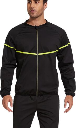 Sauna Suit for Men Sweat Sauna Jackets Long Sleeve Zipper Shirt Workout Body Shaper Gym Top in Kuwait