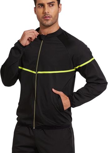 Sauna Suit for Men Sweat Sauna Jackets Long Sleeve Zipper Shirt Workout Body Shaper Gym Top in Kuwait
