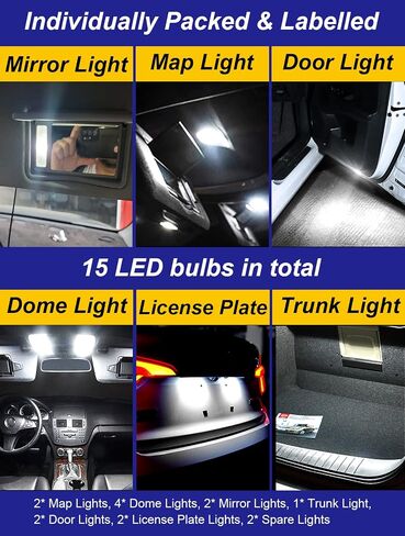 BMT xms 15 Piece LED Interior Light Kit for Toyota Highlander 2014 2015 2016 2017 2018 2019 Interior LED Lights Bulbs Package Kit Map Dome License Plate Lights Install Tool in Saudi Arabia