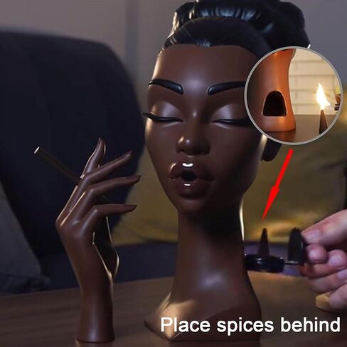 Head Incense Holder Black Women, Head Incense Burner Black Women, Solange-Headscents Incense Holder for Bedroom, Livingroom, Home Decor(A) in Saudi Arabia