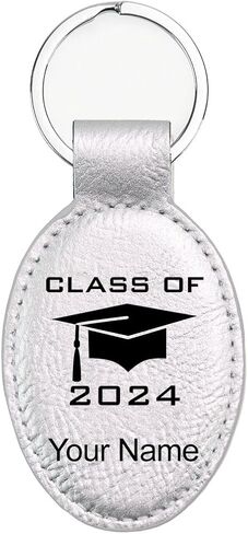 LaserGram Oval Keychain, Grad Cap Class of 2024, 2025, 2026, 2027, Personalized Engraving Included (Dark Brown) in Saudi Arabia