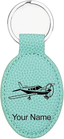 LaserGram Oval Keychain, Low Wing Airplane, Personalized Engraving Included (Green) in Kuwait