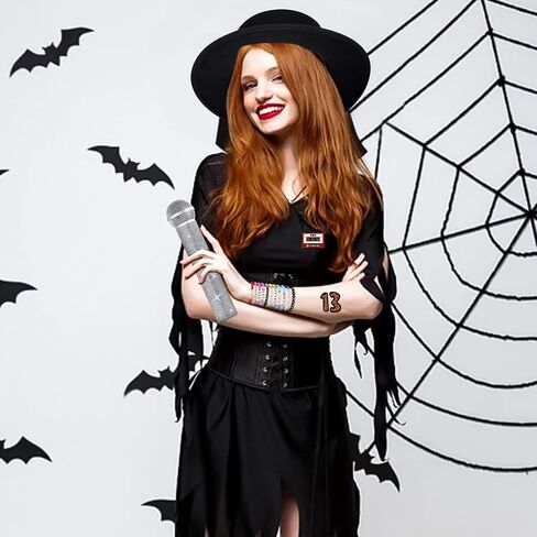 16 Pcs Halloween Singer Costume Accessories Set Black Hat Heart Sunglasses Singer for Cosplay Party Music Festival Concert in Saudi Arabia