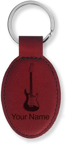 LaserGram Oval Keychain, Electric Guitar, Personalized Engraving Included in Saudi Arabia