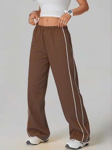 Women's Athletic Sweatpants Parachute Pants Elastic Waist Wide Leg Baggy Jogger Trousers in Saudi Arabia