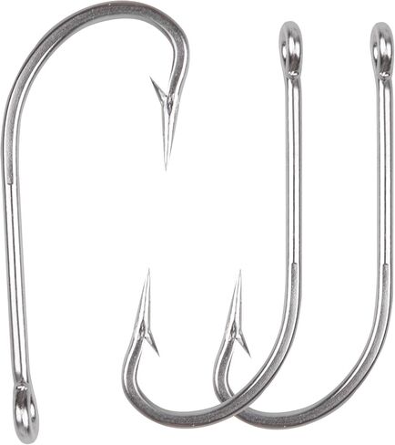 Fishing Hooks Saltwater J Hooks O'Shaughnessy Forged Hooks Stainless Steel Long Shank Trolling Hooks Extra Strong Sea Bass Hooks for Saltwater Freshwater Fishing,Size 1/0-10/0 in Saudi Arabia