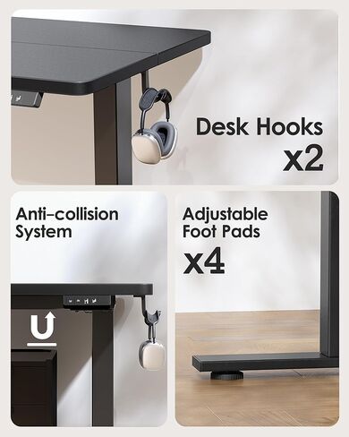 مكتب قائم مقاس 47 × 24 بوصة، مكتب كهربائي قابل للتعديل بارتفاع مع لوحة لصق، مكتب واقف مع عجلات، مكتب كمبيوتر مكتبي للجلوس للمكتب المنزلي، إطار أبيض/سطح خشب القيقب in Kuwait