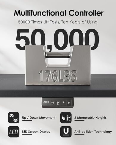 مكتب قائم مقاس 47 × 24 بوصة، مكتب كهربائي قابل للتعديل بارتفاع مع لوحة لصق، مكتب واقف مع عجلات، مكتب كمبيوتر مكتبي للجلوس للمكتب المنزلي، إطار أبيض/سطح خشب القيقب in Kuwait