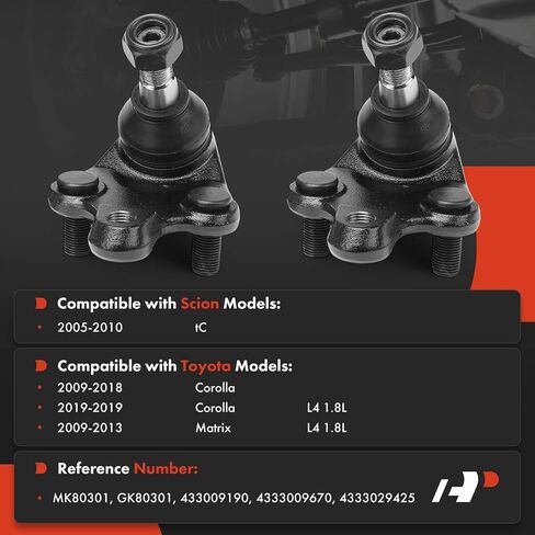 A-Premium 2 x Front Lower Ball Joint, Compatible with Toyota Corolla 2009-2019, Matrix 2009-2013 & Scion tC 2005-2010 in Saudi Arabia
