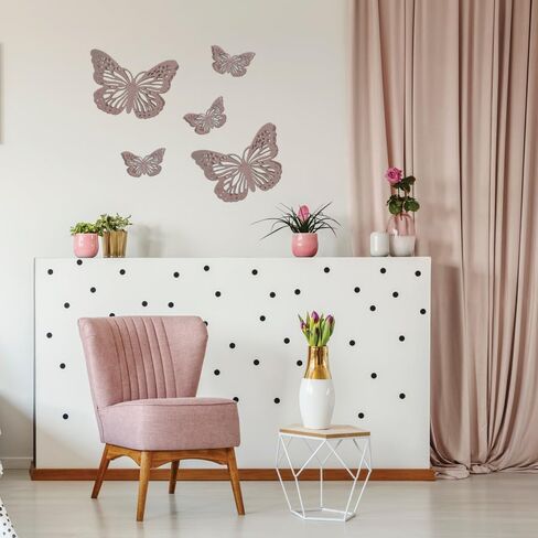 PREMIUS 5 Piece Metal Butterfly Accents Wall Decor Set, Premium Metal Material with Charming & Stunning Design, Perfect for Living Room, and Bedroom Decor, Gold, (3) 6 Inches, (2) 12 Inches in Saudi Arabia