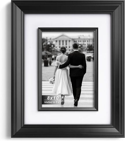 إطار صورة ذهبي Yaetm مقاس 11 × 14 مع إطار داخلي مزخرف وزجاج مقسى، يعرض صور مقاس 8 × 10 مع حصيرة على الحائط - صورة أو منظر طبيعي - مثالي لديكور المكتب والمنزل (ذهبي عتيق، فردي) in Kuwait