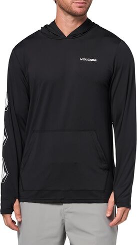 سترة Volcom الرجالية الفضفاضة بعامل حماية من الأشعة فوق البنفسجية 50+ طويلة الأكمام مع غطاء رأس Rashguard in Saudi Arabia