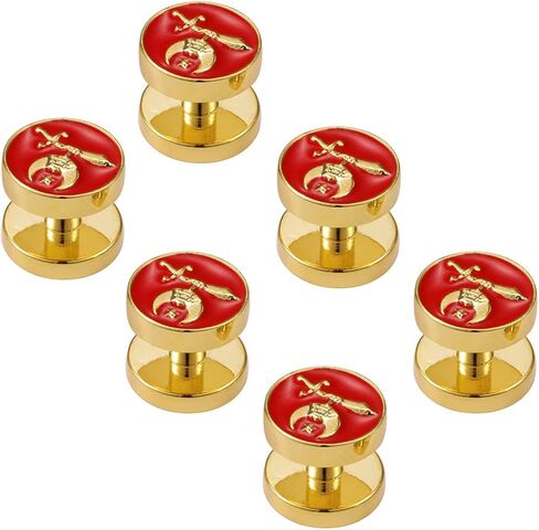 The Quiet Witness 4031845 Set of 6 Shriner Tuxedo Studs Red Shirt Studs Shrine Noble Scimitar Moon Star Formal Wear in Saudi Arabia