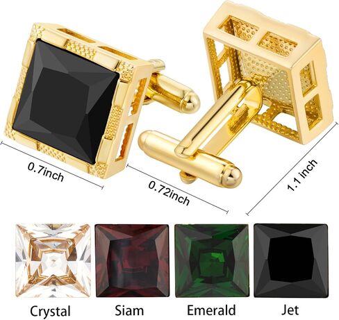 Cuff Links Mens Gold, Crystal Cufflinks for Men Brass Cuff Link Gold Wedding Business Birthday Gift for Groom Father Husband Boyfriend in Saudi Arabia
