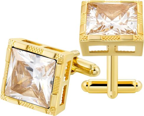 Cuff Links Mens Gold, Crystal Cufflinks for Men Brass Cuff Link Gold Wedding Business Birthday Gift for Groom Father Husband Boyfriend in Saudi Arabia