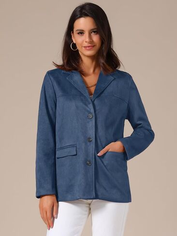 Allegra K Women's Faux Suede Blazer Business Casual Lapel Open Front Long Sleeve Work Office Jacket in Saudi Arabia