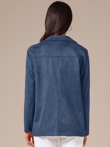 Allegra K Women's Faux Suede Blazer Business Casual Lapel Open Front Long Sleeve Work Office Jacket in Saudi Arabia