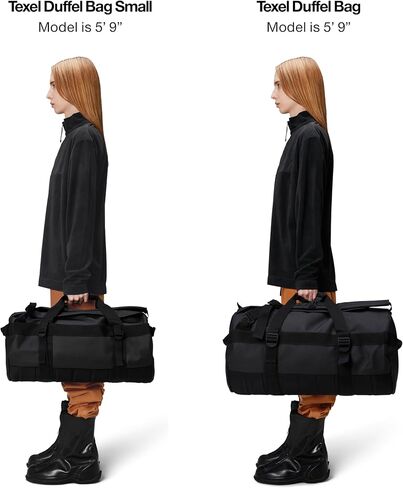 حقيبة RAINS Texel Duffel صغيرة - حقيبة دفل خضراء مقاومة للماء مع سحاب إغلاق على شكل حرف U، وجيوب شبكية، وأشرطة ضغط، ومقابض حمل مبطنة - ضمان لمدة عامين in Saudi Arabia