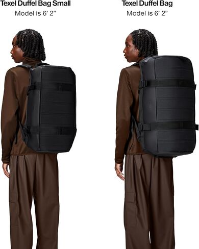 حقيبة RAINS Texel Duffel صغيرة - حقيبة دفل خضراء مقاومة للماء مع سحاب إغلاق على شكل حرف U، وجيوب شبكية، وأشرطة ضغط، ومقابض حمل مبطنة - ضمان لمدة عامين in Saudi Arabia