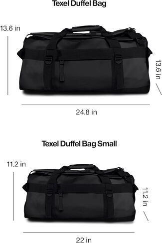 حقيبة RAINS Texel Duffel صغيرة - حقيبة دفل خضراء مقاومة للماء مع سحاب إغلاق على شكل حرف U، وجيوب شبكية، وأشرطة ضغط، ومقابض حمل مبطنة - ضمان لمدة عامين in Saudi Arabia