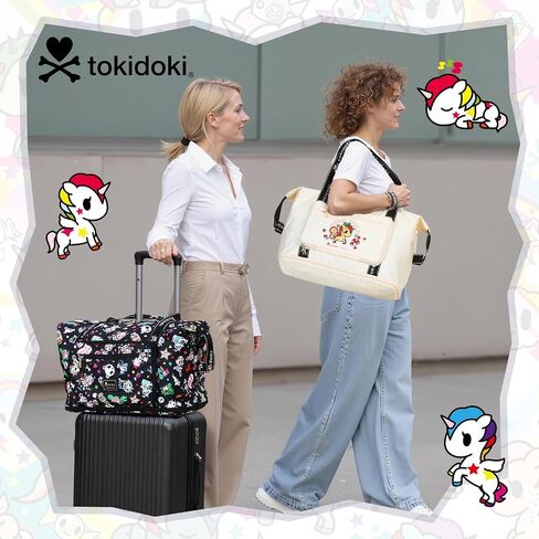 Tokidoki Unicorno Foldable Duffle Bag for Travel, 40L Expandable Weekender Bags with Trolley Sleeve Overnight Bags for Travelling(Black) in Kuwait