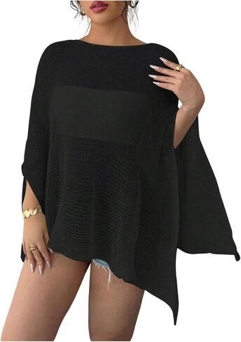Meihuida Women Sheer Poncho Top Crochet Knit Shrug Shawl Summer Beach Cover Up in Saudi Arabia