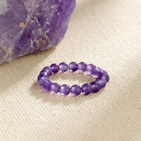 Natural Gemstone Stretch Beaded Rings for Women Stackable Dainty Elastic Crystal Rings Jewelry in Saudi Arabia