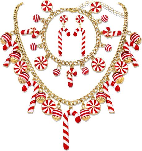الحلوى قلادة الأقراط للنساء عيد الميلاد حلوى قصب قلادة مصاصة الأقراط Candyland زي الملحقات عيد الهالوين ملابس عيد الميلاد حفلة عيد ميلاد هدايا العيد in Saudi Arabia