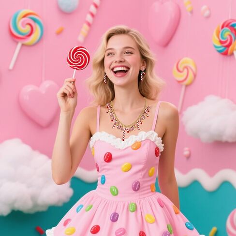 الحلوى قلادة الأقراط للنساء عيد الميلاد حلوى قصب قلادة مصاصة الأقراط Candyland زي الملحقات عيد الهالوين ملابس عيد الميلاد حفلة عيد ميلاد هدايا العيد in Saudi Arabia