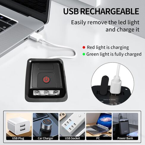قبعة تاكسيمي ليد مع ضوء، قبعة صغيرة بمصباح أمامي قابلة لإعادة الشحن عبر USB، قبعة مصباح يدوي من الصوف للجري، هدية للرجال والأب والزوج in Kuwait