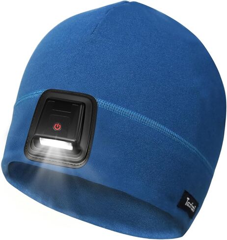 Taximi Led Beanie with Light, USB Rechargeable Headlamp Beanie, Fleece Flashlight Hat for Running, Gift for Men Dad Husband in Kuwait