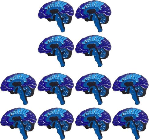 12pcs Human Brain Shaped Brooch Creative Brain Pin Bule Color Unique Enamel Lapel Pin Cute Cartoon Pins for Clothes Hats Bags in Saudi Arabia