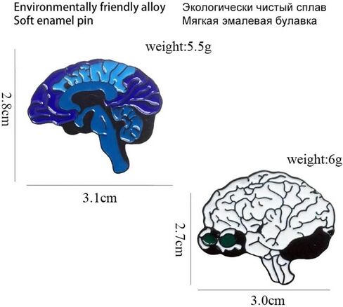 12pcs Human Brain Shaped Brooch Creative Brain Pin Bule Color Unique Enamel Lapel Pin Cute Cartoon Pins for Clothes Hats Bags in Saudi Arabia