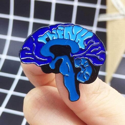 12pcs Human Brain Shaped Brooch Creative Brain Pin Bule Color Unique Enamel Lapel Pin Cute Cartoon Pins for Clothes Hats Bags in Saudi Arabia