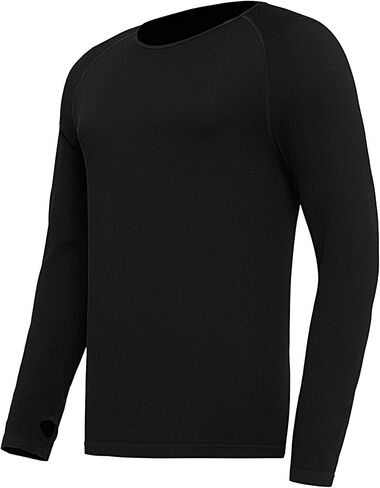 E4M Men’s Thermals Top and Bottom Set - Men’s Long Johns with Ski Mask, Black in Saudi Arabia
