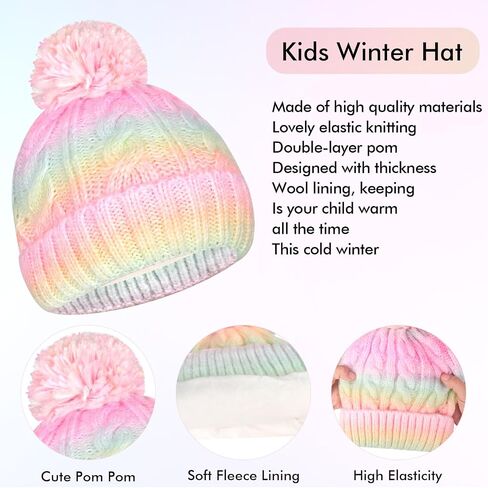 Kids Winter Hat Scarf Gloves Set, Kids Beanie Hat Long Scarf Mittens with Warm Fleece Lining for Boys Girls 3-10 Years Old in Saudi Arabia