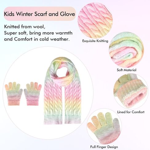 Kids Winter Hat Scarf Gloves Set, Kids Beanie Hat Long Scarf Mittens with Warm Fleece Lining for Boys Girls 3-10 Years Old in Saudi Arabia