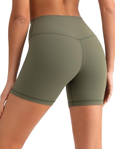 YUNOGA Womens RibFlex High Waisted Ribbed Biker Shorts 6/8 inches - Tummy Control Spandex Yoga Workout Athletic Shorts in Saudi Arabia