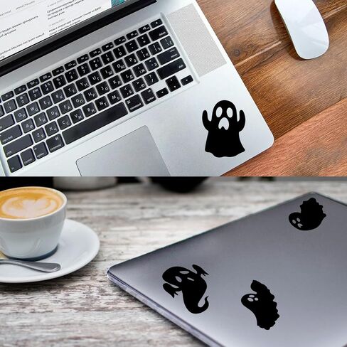 8Pcs/Set Halloween Ghost Decals Self-Adhesive Vinyl Halloween Wall Stickers Happy Hallowen Wall Decor Black White Pink Spooky Fly Ghosts for Home Door Car Bumper Sticker4×8"(W×L) (Black) in Kuwait