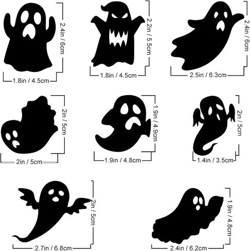 8Pcs/Set Halloween Ghost Decals Self-Adhesive Vinyl Halloween Wall Stickers Happy Hallowen Wall Decor Black White Pink Spooky Fly Ghosts for Home Door Car Bumper Sticker4×8"(W×L) (Black) in Kuwait