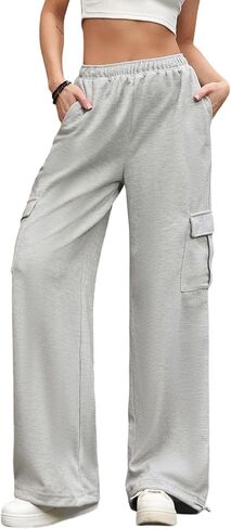 ALSOGO Women's Joggers Sweatpants Athletic Workout Running Baggy Lounge Pants Casual High Waisted Loose Pnats with Pockets in Saudi Arabia