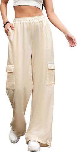 ALSOGO Women's Joggers Sweatpants Athletic Workout Running Baggy Lounge Pants Casual High Waisted Loose Pnats with Pockets in Saudi Arabia