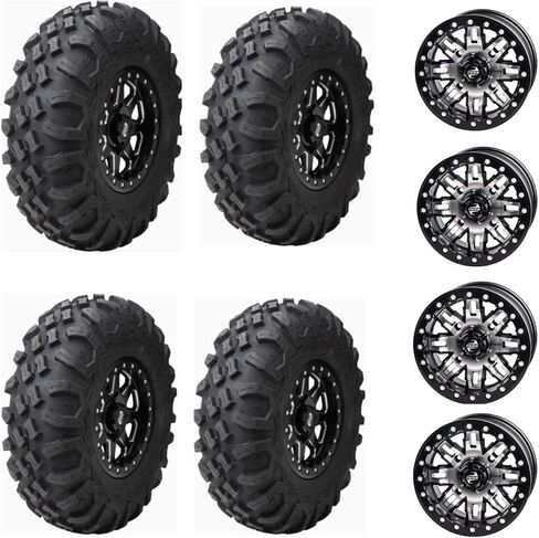 أربعة إطارات UTV شعاعية 32 × 10-15 Tusk MEGABITE شديدة التحمل مثبتة على عجلات Tusk TETON Beadlock - CAN-AM MAVERICK UTVs - نمط مسمار 4/137 - تتضمن صواميل العروة (مشغولة) in Saudi Arabia