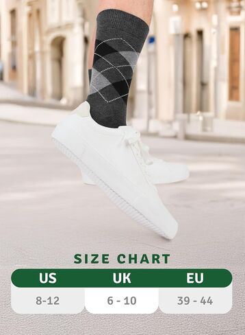 Men’s Colorful Argyle & Solid Dress Socks, Crew Length, Soft Cotton, Comfortable Socks for Men, US Size 8-12, 3 Pairs in Saudi Arabia