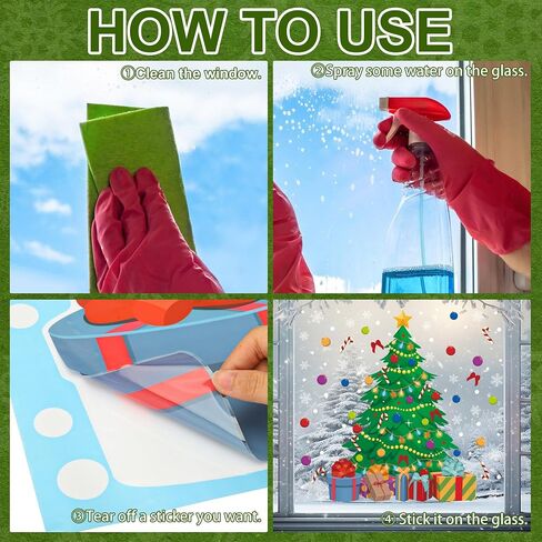 2 Sheet Christmas Tree Window Clings Extra Large Xmas Tree Snowflake Window Decals Stickers Reusable Double-Sided Christmas Windows Decorations for Xmas Winter Holiday Party Home Office Glass Decor in Saudi Arabia