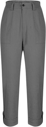 Work Pants Women High Waist Stretch Straight Leg Pants Casual Business Office Pant Trousers with Pockets in Saudi Arabia