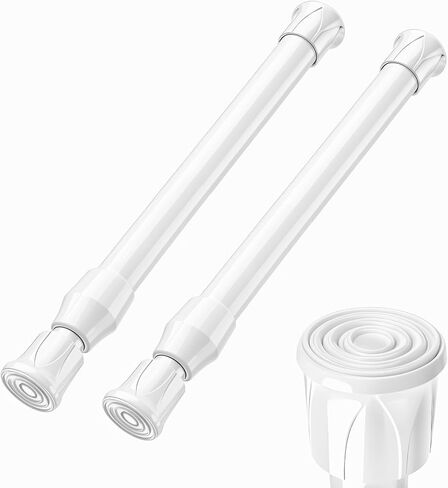 2 Pcs Small Tension Rods Adjustable 7 to 11 Inch Rod White Short Curtain Rods No Drill Expandable Spring Loaded Tension Rod for Small Window Closet Cupboard Shoe Rack in Saudi Arabia