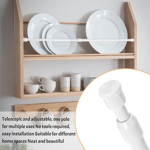 2 Pcs Small Tension Rods Adjustable 7 to 11 Inch Rod White Short Curtain Rods No Drill Expandable Spring Loaded Tension Rod for Small Window Closet Cupboard Shoe Rack in Saudi Arabia