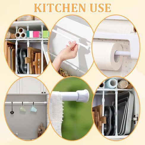 2 Pcs Small Tension Rods Adjustable 7 to 11 Inch Rod White Short Curtain Rods No Drill Expandable Spring Loaded Tension Rod for Small Window Closet Cupboard Shoe Rack in Saudi Arabia