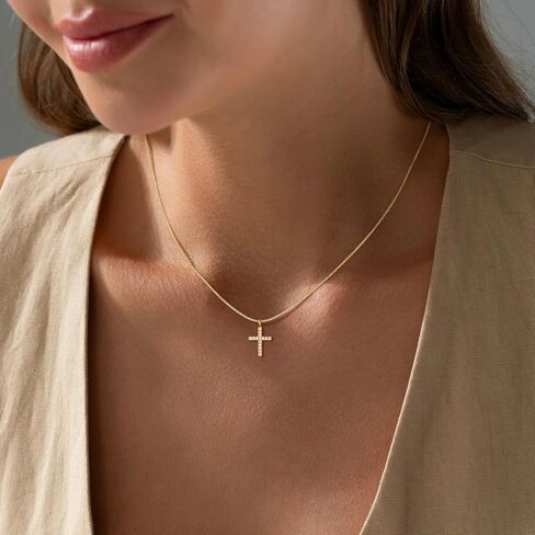 Cross Necklace For Women,14K Gold Plated Small Dainty Colorful Beaded Cubic Zirconia Double Layered Cross Pendant Choker Necklaces For Women,Christian Easter Religious Jewelry Gifts in Saudi Arabia